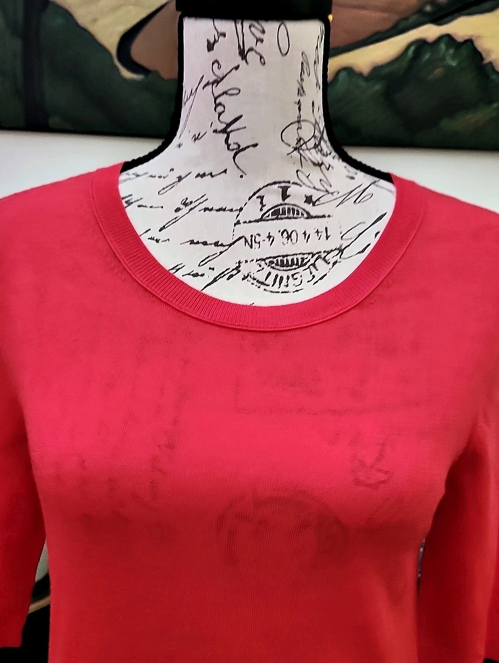 NWT Banana Republic 100% Merino Wool Elbow-Sleeve Sweater-Coral/Red - Picture 5 of 9
